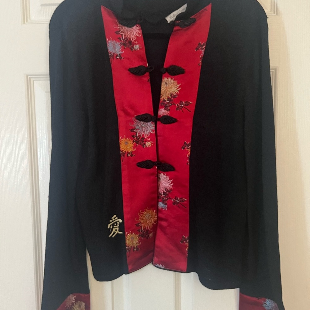 Handloomed Cotton Mandarin Collar Statement Jacket Small - Picture 5 of 10